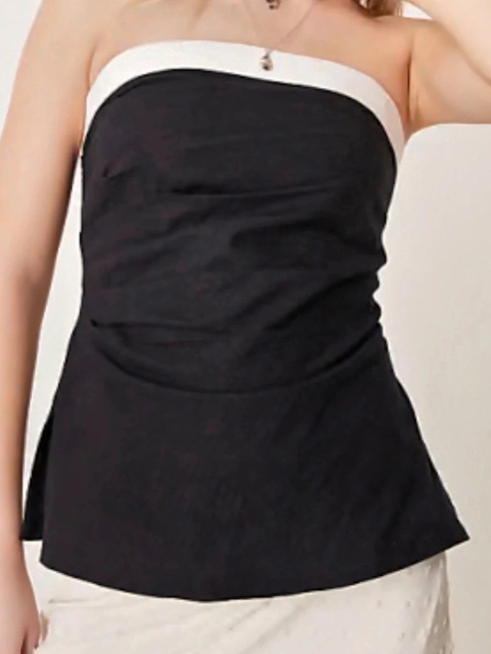 Abercrombie & Fitch Color Block Strapless linen Top in Black & White - Size XS